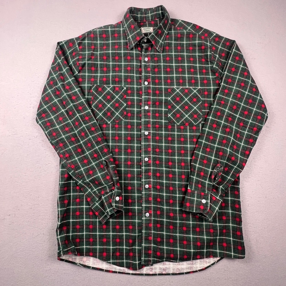 Ozark Trail‎ Flannel Shirt Mens L Plaid Long Sleeve Outdoor Casual Printed